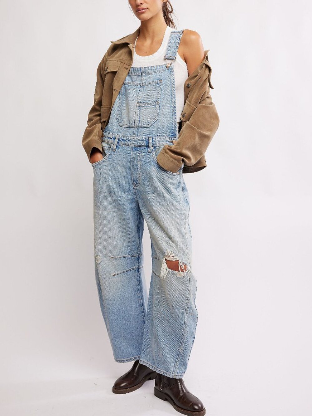 🆕 FREE PEOPLE We The Free Good Luck Barrel Overalls / Going Steady